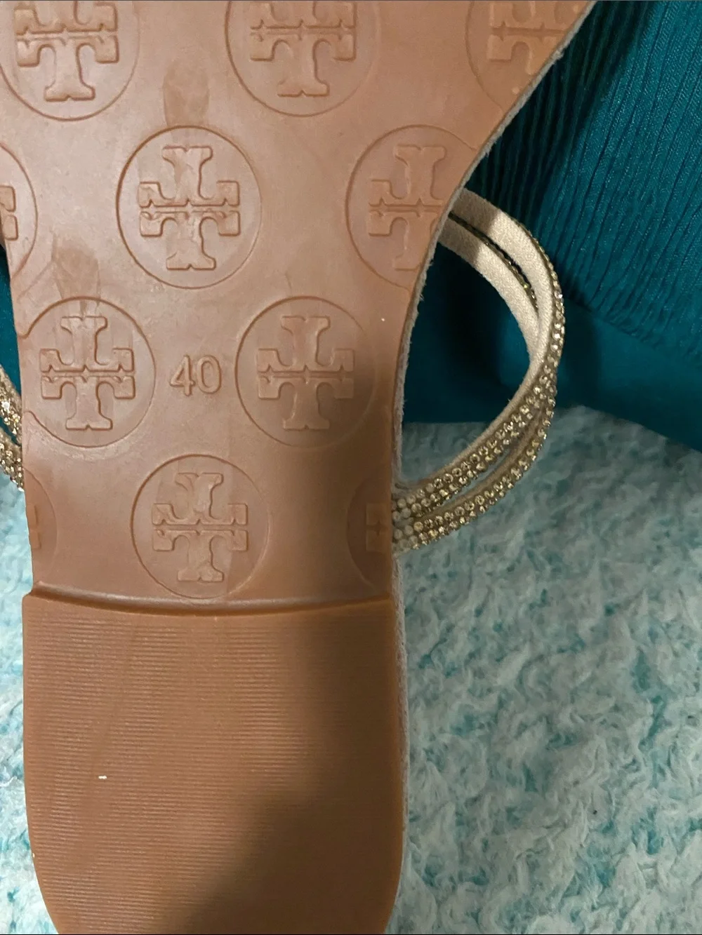 Tory Burch Pink Sandals with Gold Logo Medallions